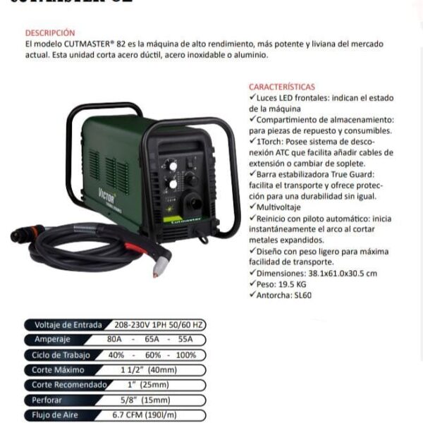 CORTADOR PLASMA CUTMASTER 82 MARCA VICTOR