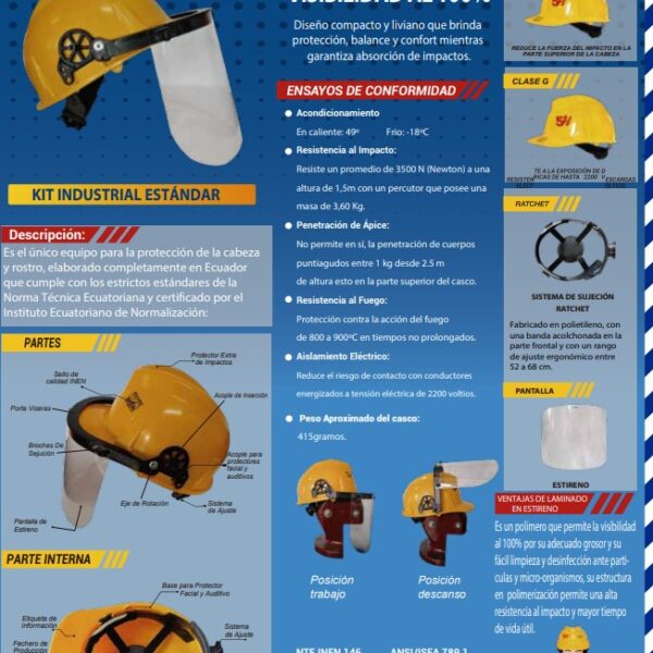 Casco Premium Blanco Con Proteccion Facial Pantalla Estireno Y Ajuste Con Ratchet