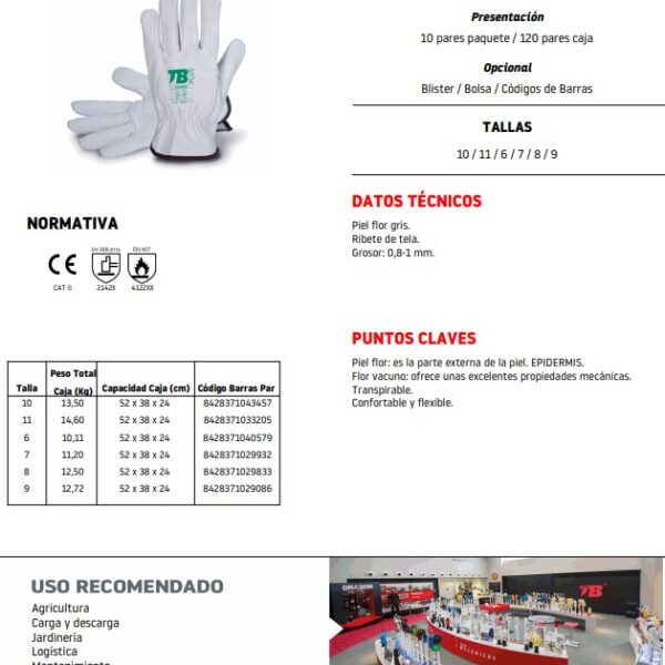 Guante De Cuero Con Ribete De Tela Gris Normado Para Operador Numero 9