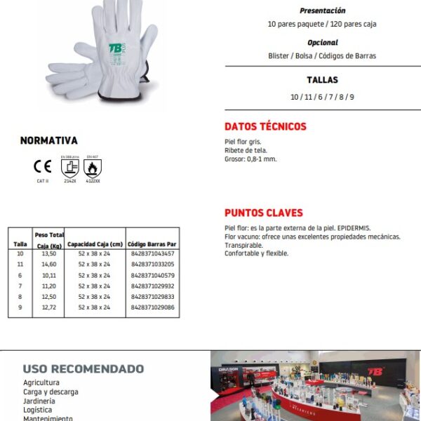 Guante De Cuero/Tela Gris Con Norma Numero 9 Para Operador Bodero