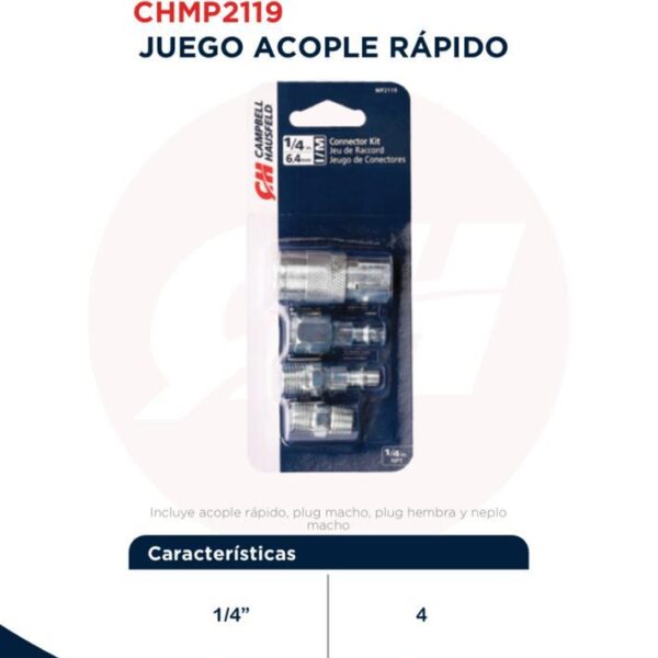 4 Acoples Aire Rapido 1/4" Npt Campbel