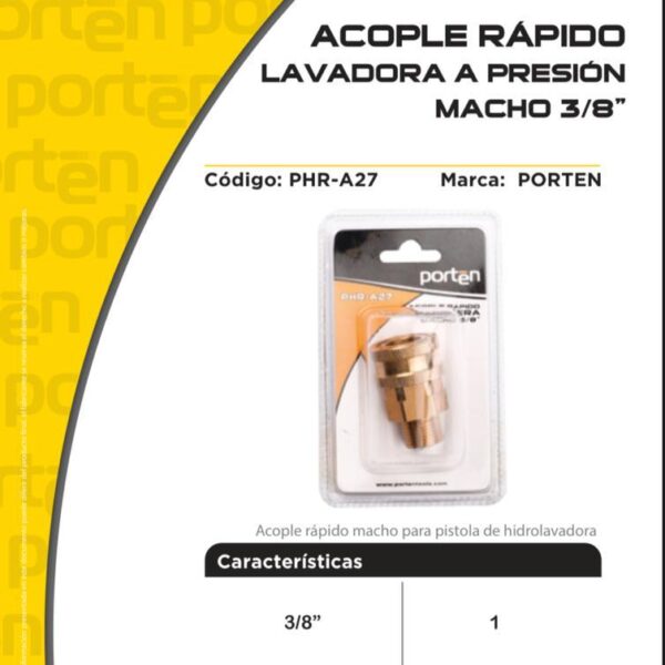 Acople Rapido Macho Para Pistola Con Manguera Porten