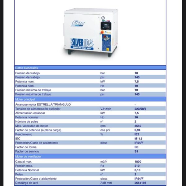 Compresor de Tornillo Newsilver 10hp Fiac