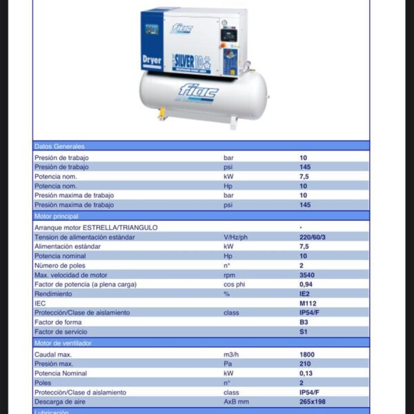Compresor de Tornillo Fiac De 10 Hp Con Secador