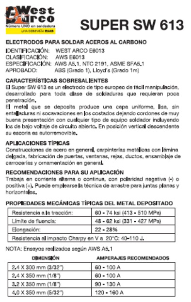 Electrodo 6013 de 1/8 Pulgada de 1 Kilogramo Esab West Arco