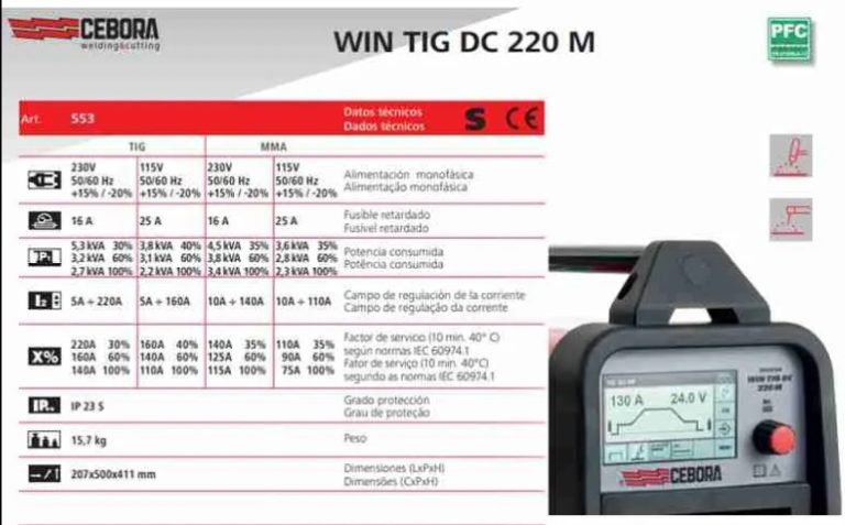 Cebora WIN TIG DC 220M 115/230V Art.553