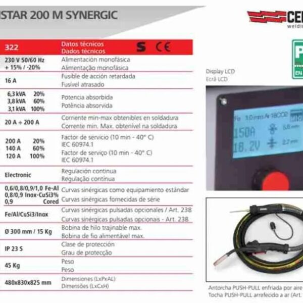Soldadora MIG Cebora SYNSTAR 200M Incluido pulsado art322