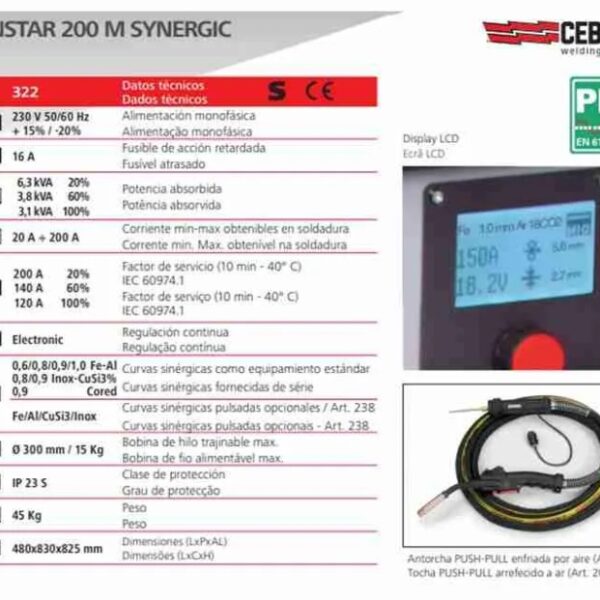 Soldadora MIG Cebora SYNSTAR 200M sin pulsado art322