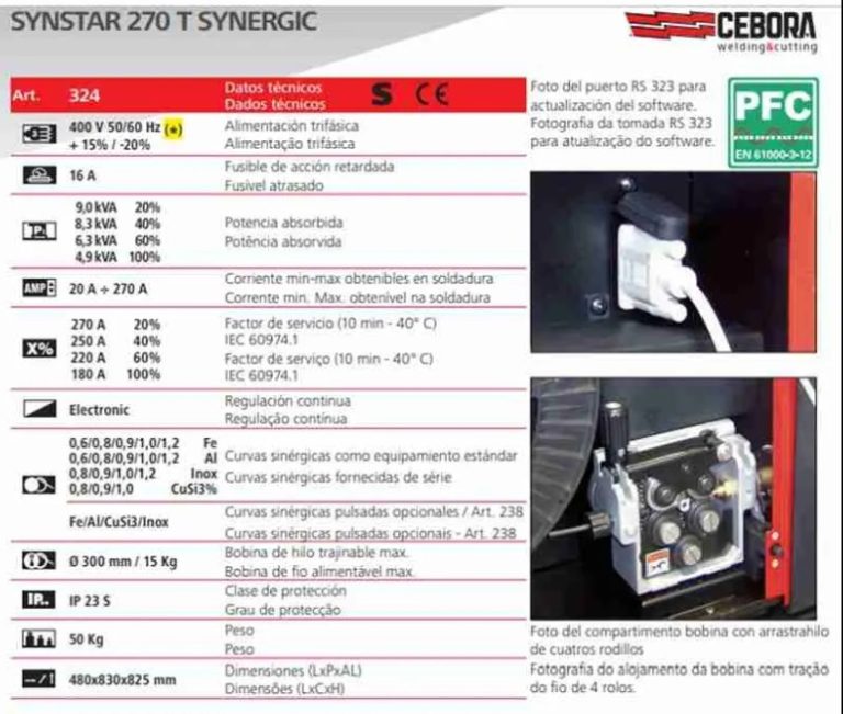 Soldadora MIG/MAG Cebora Synstar 270T ART 324.55