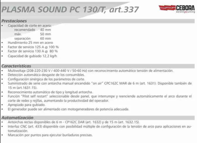 Cebora Plasma Sound PC 130/T Art.337