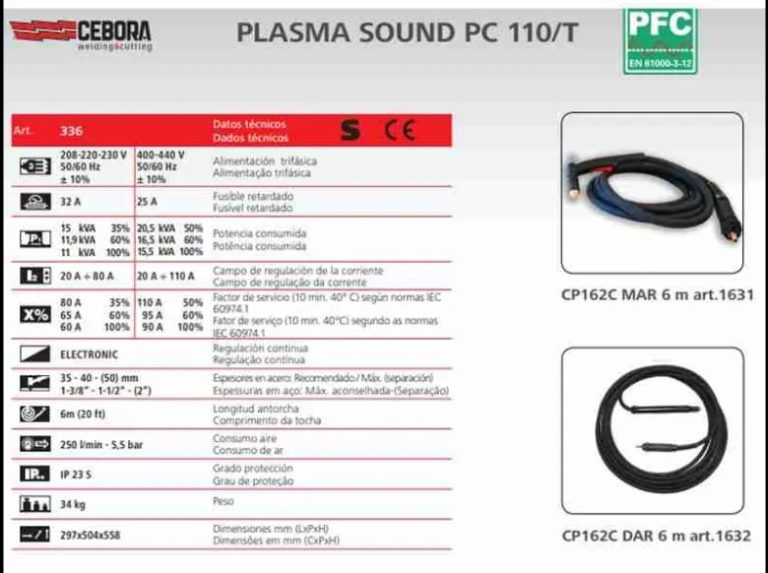 Generador de corte por Plasma Cebora Plasma Sound PC 110/T ART336