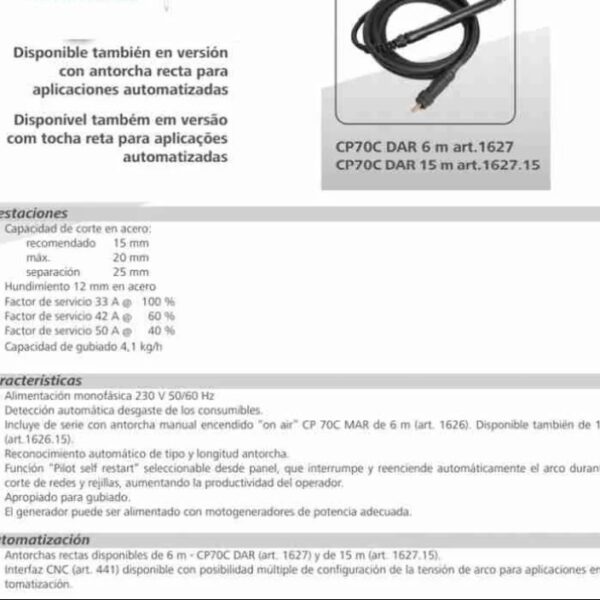 Generador de corte por Plasma Cebora Plasma Sound PC 50M Art 326