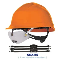 Casco Naranja Con Rachet Y Gafa Adaptable