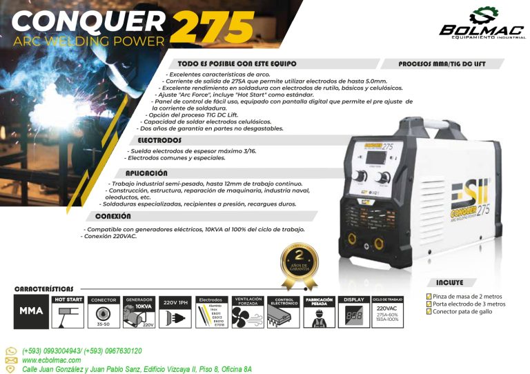 SOLDADORA  CONQUER 275/ESII /INDUSTRIAL/PROFESIONAL
