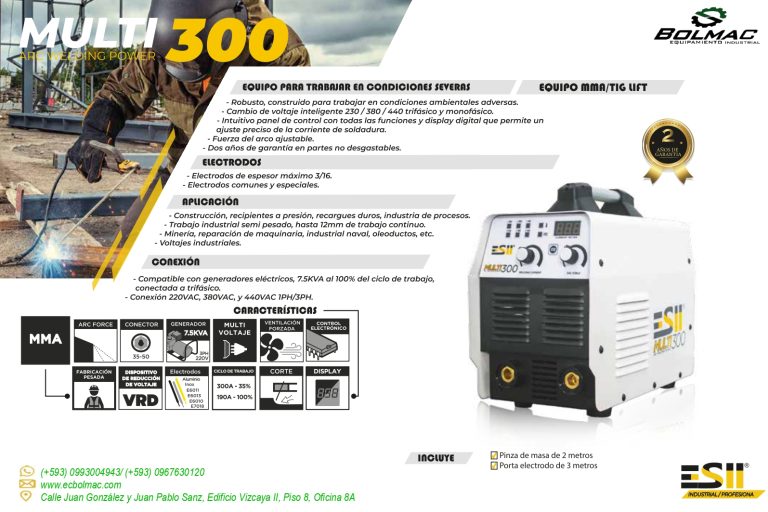 SOLDADORA PARA MINERIA  MULTI 300/ESII (INDUSTRIAL/PROFESIONAL)
