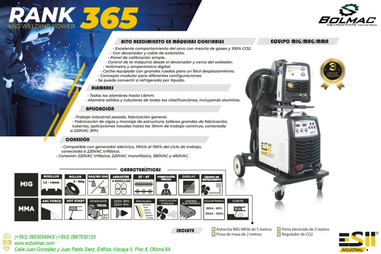 SOLDADORA RANK 365 ESII (MIG/MAG/GMAW) (INDUSTRIAL/PROFESIONAL)