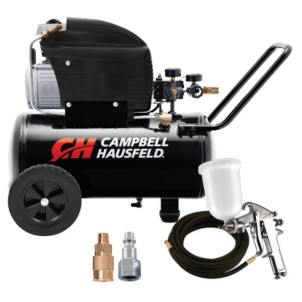 COMPRESOR HORIZONTAL PORTATIL 24L + KIT ACCESORIOS PINTURA CAMPBELL